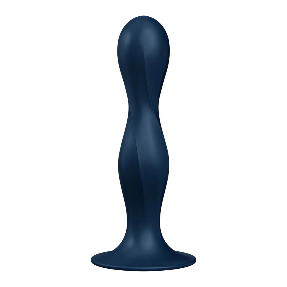 SATISFYER Double Ball-R Weighted Suction Cup Dildo - Dark Blue