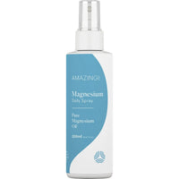 White and blue magnesium daily spray bottle with twin sprayer pump.