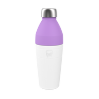 Lilac and white reusable thermal bottle with screw lid, 660ml large size