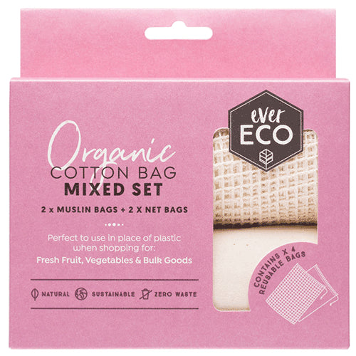 Organic Cotton Mixed Set Produce Bags (4 Pack)-out & about-MintEcoShop