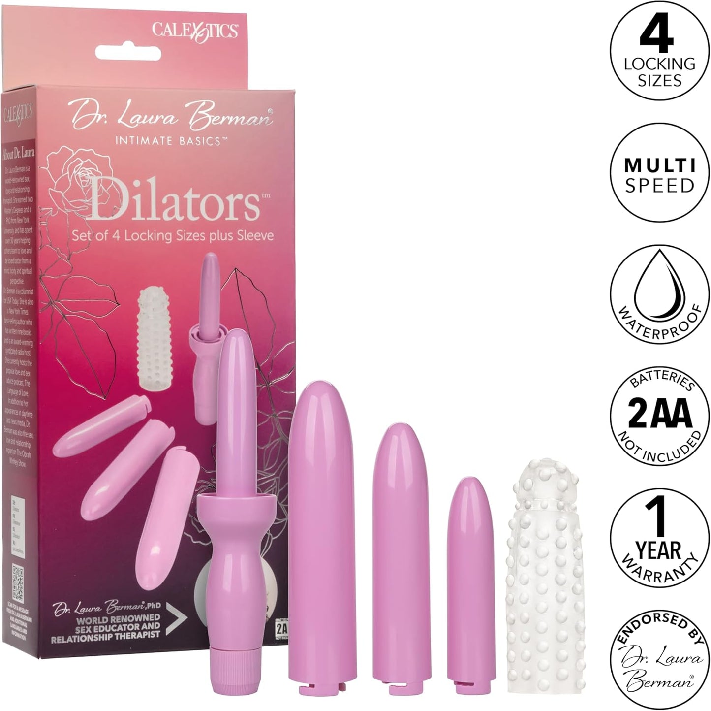 Calexotics Dr. Laura Berman Vibrating Dilator Set (4 Sizes + Sleeve) PeriodShop Calexotics Dr. Laura Berman Vibrating Dilator Set (4 Sizes + Sleeve) PeriodShop