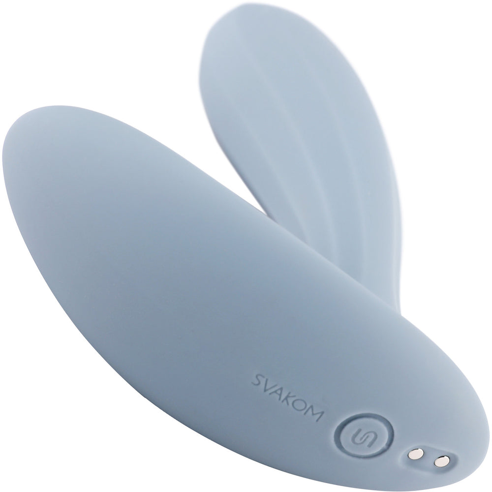 
            
                Load image into Gallery viewer, SVAKOM Erica Wearable Dual Vibrator - Dusty Blue (App Controlled)
            
        