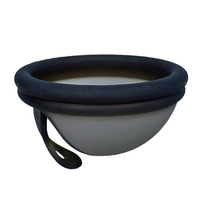 Dark gray reusable menstrual disc with stem loop and rounded rim