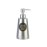 Stainless steel refill bottle with soap pump and HAPPI EARTH label
