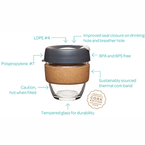 KeepCup Reusable Coffee Cup - Brew Glass & Cork - Medium 12oz Deep Blue (Spruce)