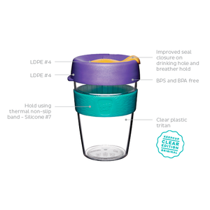 KeepCup Reusable Coffee Cup - Original Clear - Medium 12oz Maroon/Red Red (Kangaroo Paw)