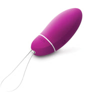 Lelo smart bead trainer, purple egg-shaped device with white cord and ring.