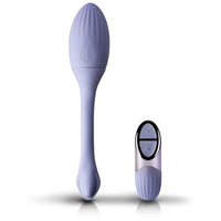 Blue-violet Kegel massager and paired remote with indicator window