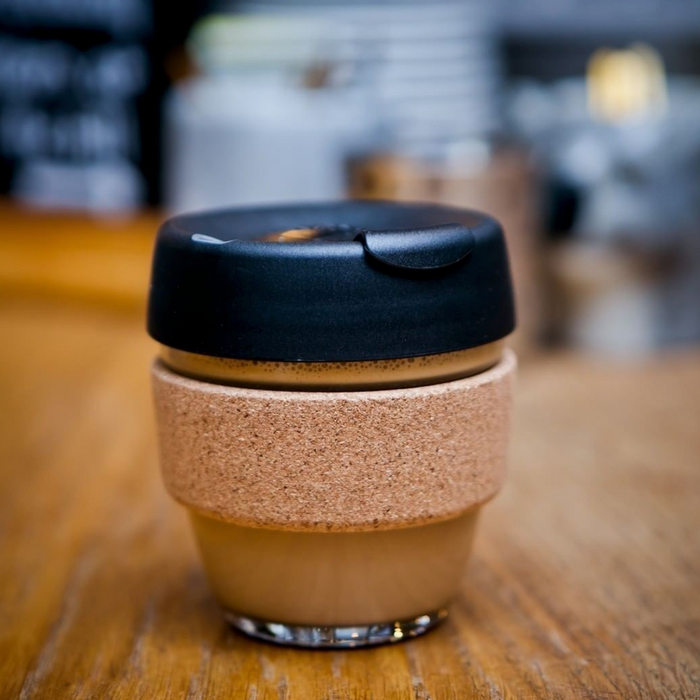 KeepCup Reusable Coffee Cup - Brew Glass & Cork - Extra Small 6oz (Black)