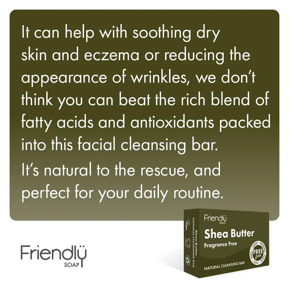 Friendly Soap Shea Butter Cleansing Bar for Face and Body (Fragrance-Free)