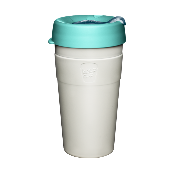 KeepCup Stainless Steel Thermal Coffee Cup - Large 16oz Turquoise/White (Nebula)