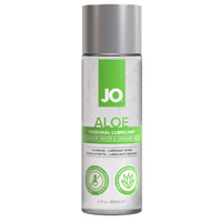 JO Aloe personal lubricant bottle, front view, silver cap, 2 fl oz