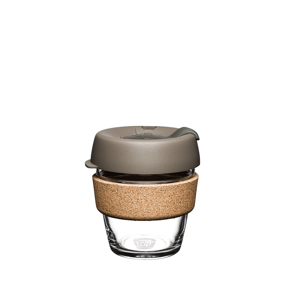 KeepCup Reusable Coffee Cup - Brew Glass & Cork - Extra Small 6oz Taupe (Latte)