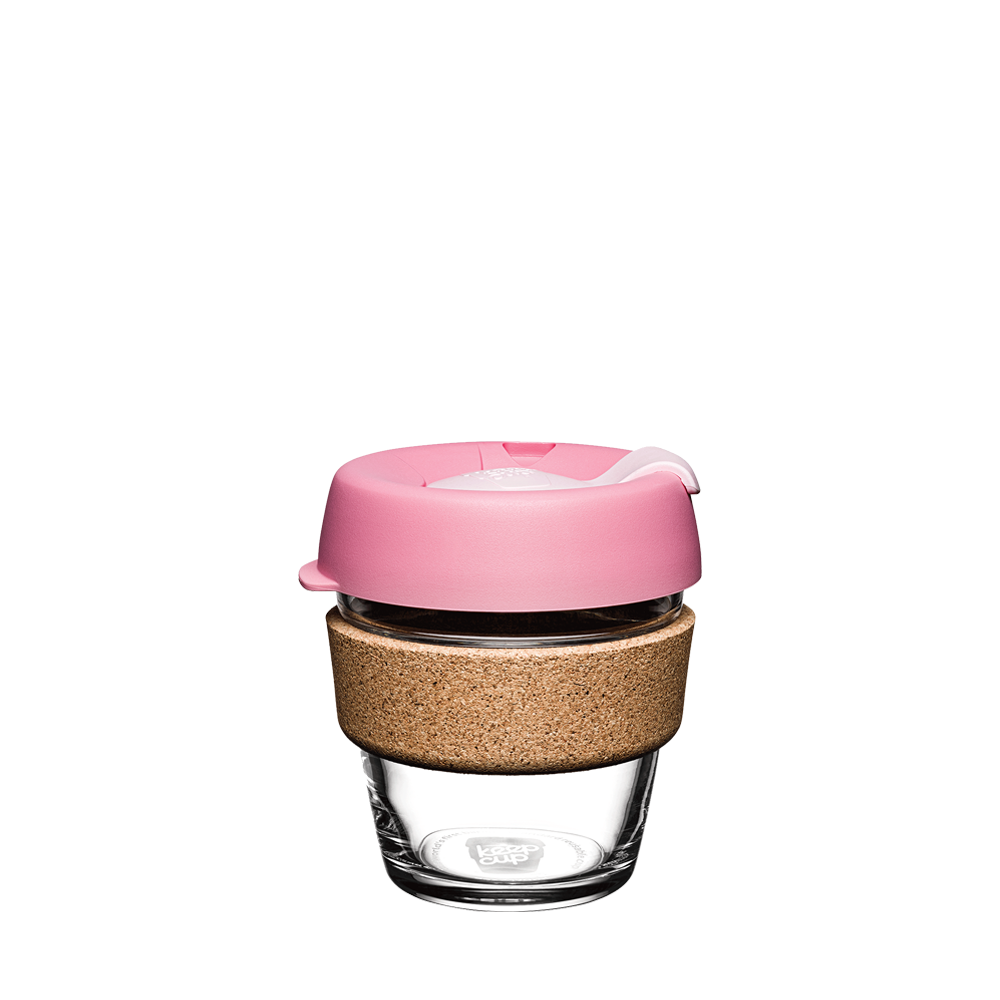 KeepCup Reusable Coffee Cup - Brew Glass & Cork - Extra Small 6oz Pink (Saskatoon)