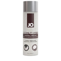 Hybrid personal lubricant bottle with silver cap and brown front label