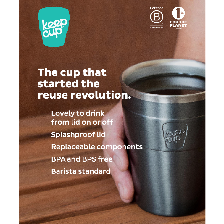 KeepCup Stainless Steel Thermal Coffee Cup - Medium 12oz Turquoise/White (Nebula)