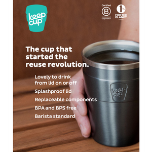 KeepCup Stainless Steel Thermal Coffee Cup - Medium 12oz Turquoise/White (Nebula)