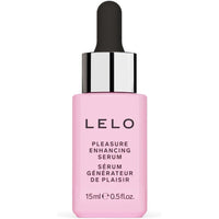 Lelo pink pleasure enhancing serum bottle with black pump, 15 ml