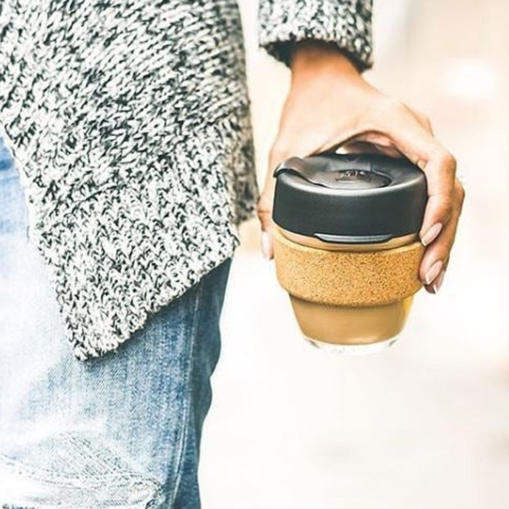 KeepCup Reusable Coffee Cup - Brew Glass & Cork - Small 8oz Brown (Almond)