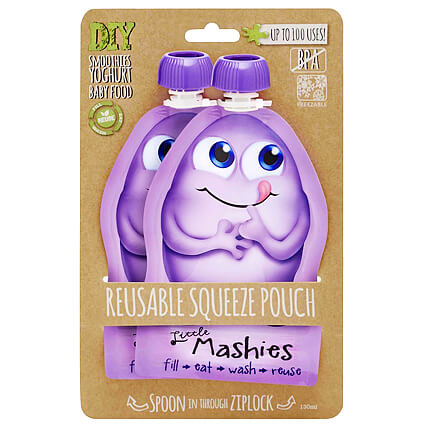 Little Mashies Reusable Squeeze Food Pouch - Purple (2 Pack)