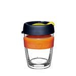 KeepCup Reusable Coffee Cup - Brew LongPlay Glass Double Wall - Medium 12oz Black/Orange (Banksia)