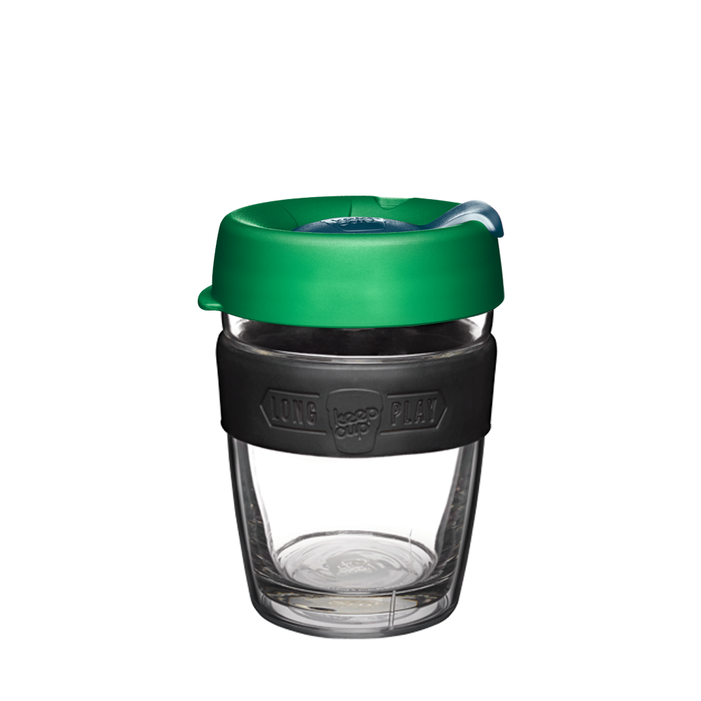 KeepCup Reusable Coffee Cup - Brew LongPlay Glass Double Wall - Medium 12oz Green (Elm)