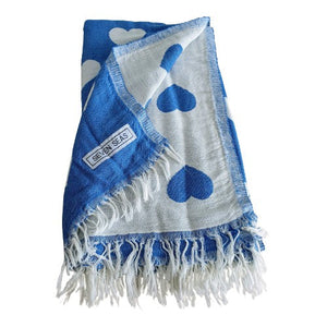 Seven Seas Turkish Towel / Sarong - Premium Hearts - Royal Blue