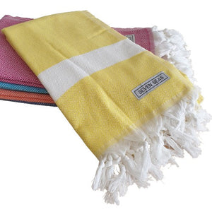 Seven Seas Turkish Towel / Sarong - Premium Diamond Jewel - Yellow