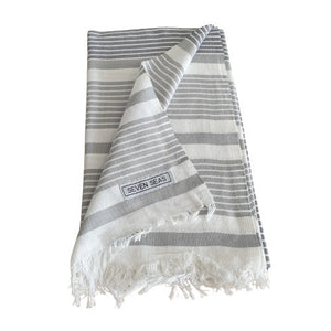 Seven Seas Turkish Towel / Sarong - Classic Aegean - Charcoal & Silver Grey