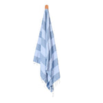 Seven Seas Turkish Towel / Sarong - Classic Sunny Stripe - Agean Blue & Sky Blue