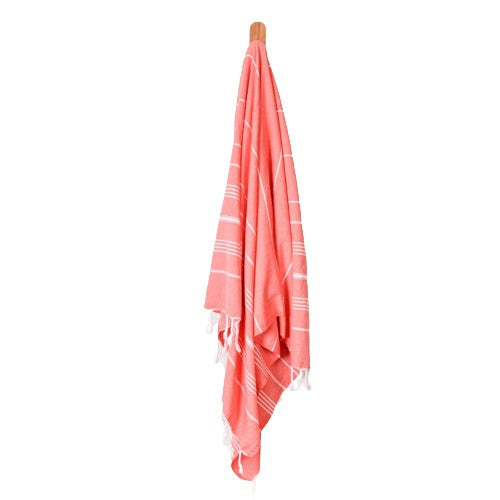 Seven Seas Turkish Towel / Sarong - Classic Vintage - Coral Orange