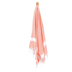 Seven Seas Turkish Towel / Sarong - Premium Diamond Jewel - Coral Orange