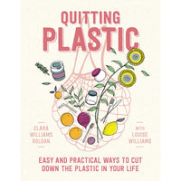 Quitting Plastic book cover with illustrated flowers, bottles, and colorful graphic title