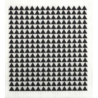 Monochrome compostable dishcloth with repeating black triangle pattern