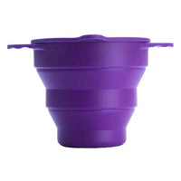 Purple microwave steriliser cup with lid and vented top rim