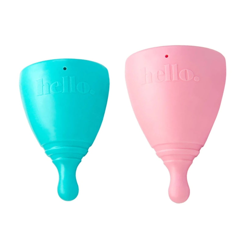 Hello Menstrual Cup Double Box - Medium Cervix - Medium Blue + Large Blush