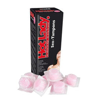 8-pack of pink sex tampons with clear plastic sleeves