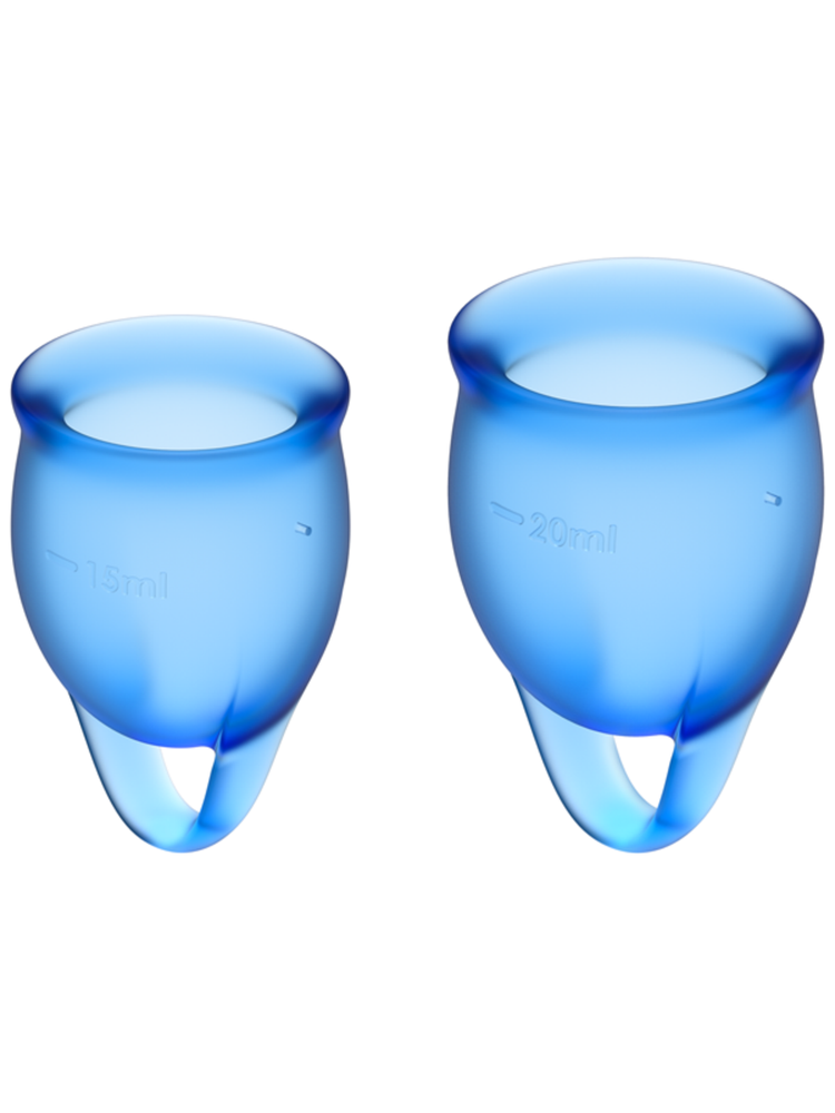 SATISFYER Menstrual Cup with Loop Stem - Dark Blue (2 Pack)