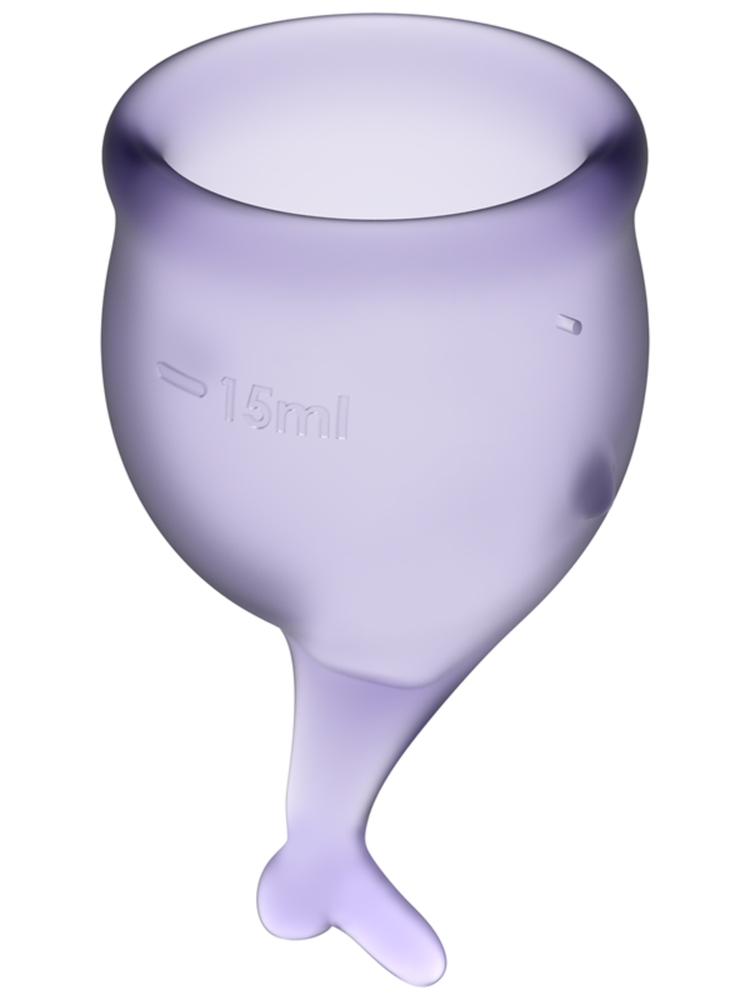 SATISFYER Menstrual Cup with Mermaid Stem - Lilac Purple (2 Pack)