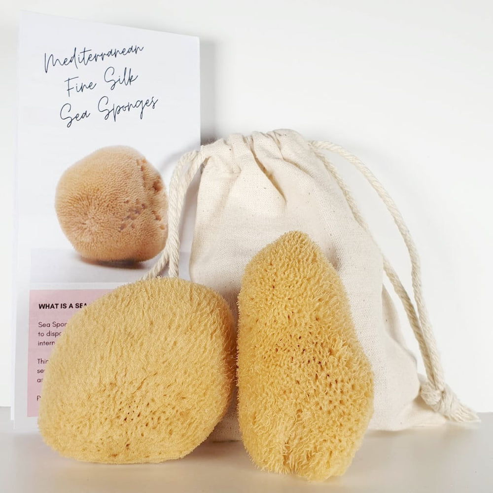
            
                Load image into Gallery viewer, Unbleached Mediterranean Fine Silk Sponges (Pack of 2)
            
        