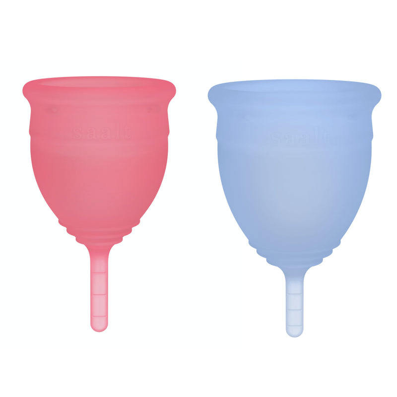 Saalt Menstrual Cup Duo Pack Original - Small Himalayan Pink & Regular Ocean Blue
