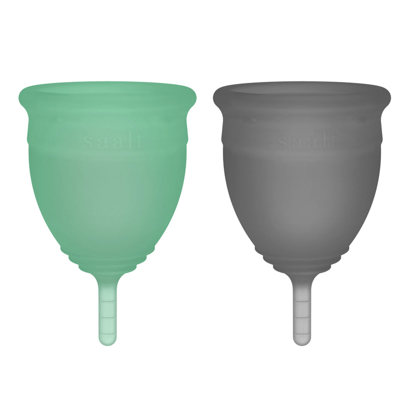 Saalt Menstrual Cup Twin Pack - Regular Seafoam Green & Mist Grey