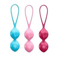 V-shaped silicone kegel training balls set, blue, pink, and red (3 pack)