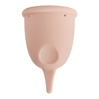 Rose silicone menstrual cup with domed rim, central suction disc, and stem
