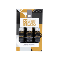 Gelato water-based lubricant triple pack carton showing three bottle labels